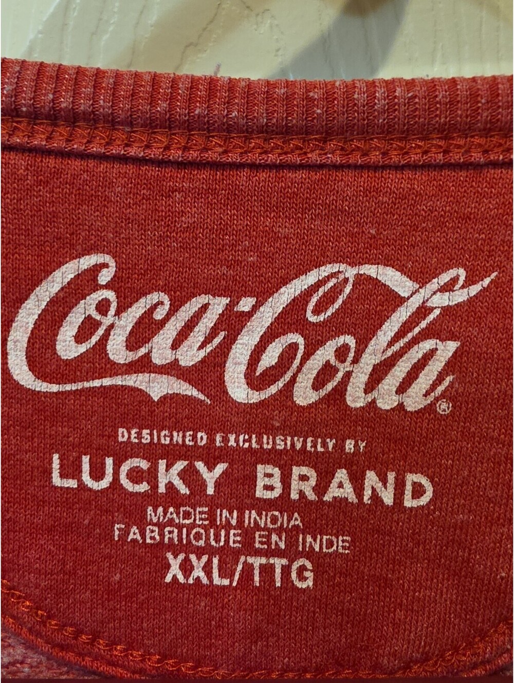 Lucky Brand Coca Cola Sweatshirt Mens 2XL Red Logo Crewneck Grunge Graphic - Picture 4 of 7